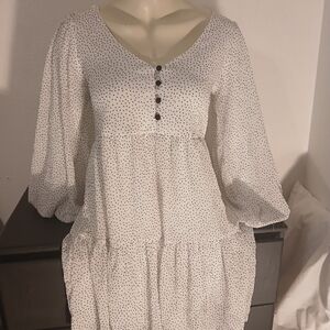 Trixxi Black and White Polka Dot Long Sleeve Dress